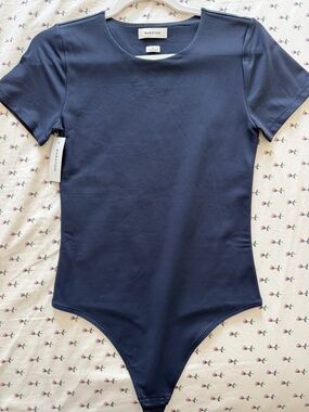 Aritzia Babaton Navy Blue Short-Sleeve Bodysuit